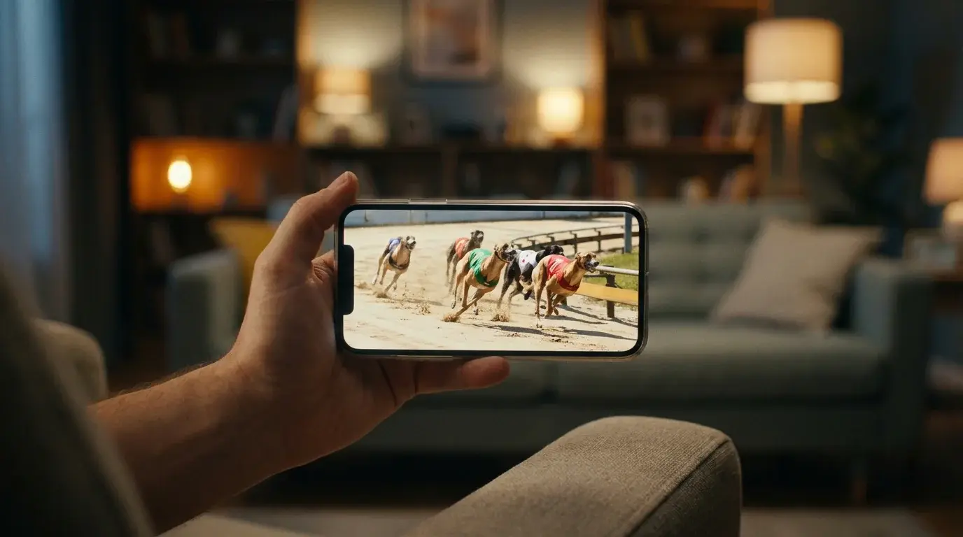 Live streaming of a UK greyhound race on a mobile device